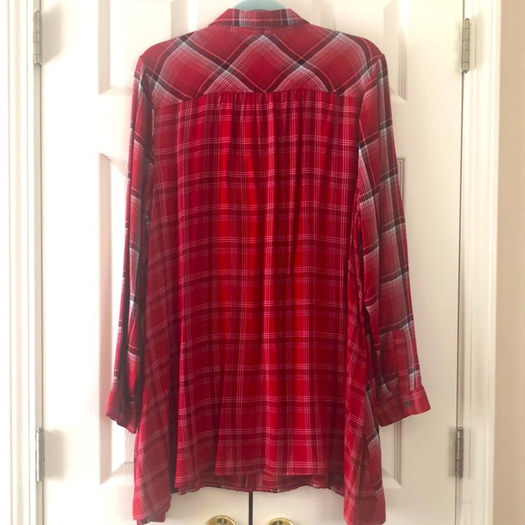NWT J. Jill Mixed Plaid Long Sleeve Button Up Tunic w/Pockets (Large) - Picture 4 of 10